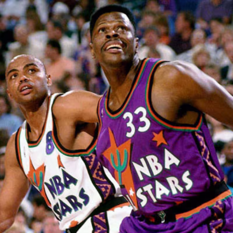 Charles Barkley y Pat Ewing, en un All Star Game.