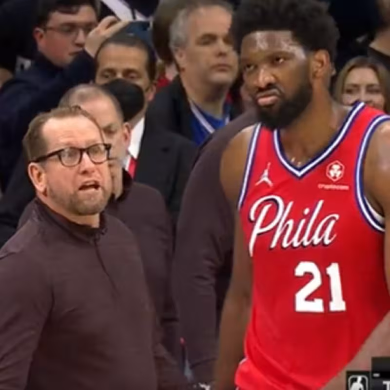 Joel Embiid, pique con Nick Nurse. Foto: gettyimages