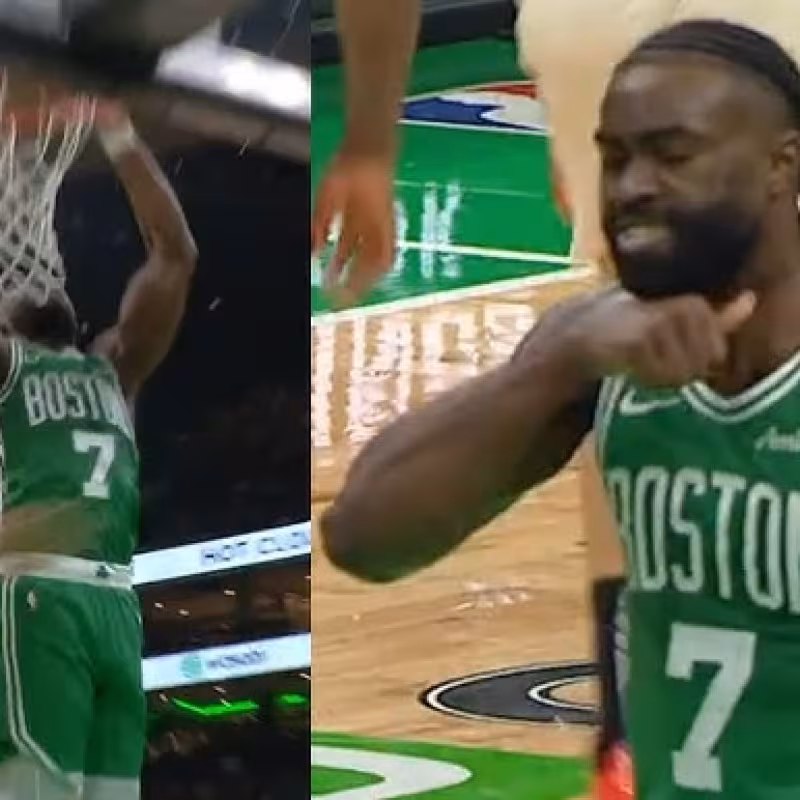 El póster de Jaylen Brown a Isaiah Stewart y la polémica celebración