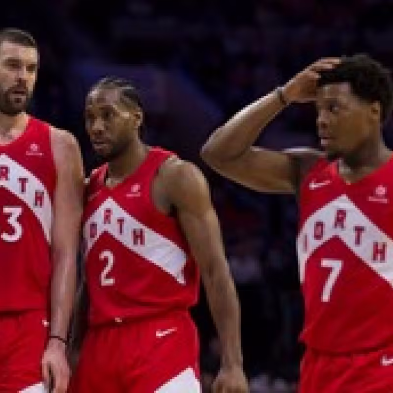 Marc Gasol, Kawhi Leonard y Kyle Lowry