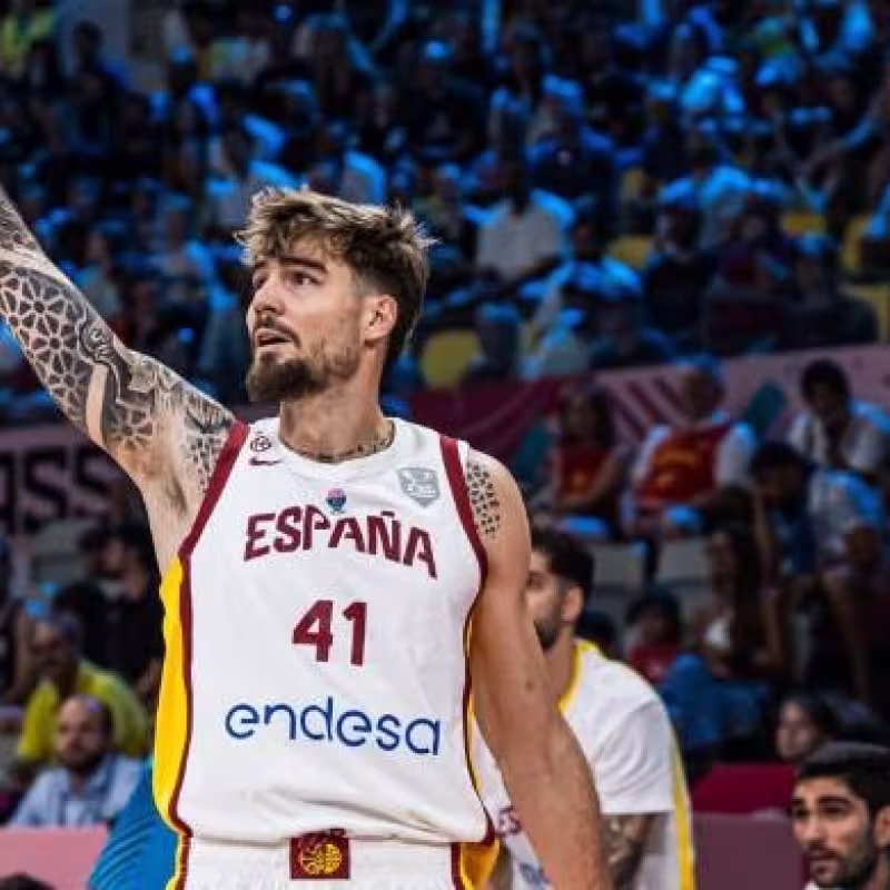 Juancho Hernangómez, en pleno partido contra Chipre