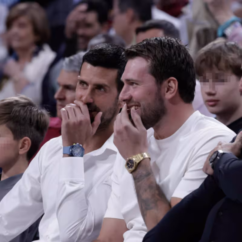 Novak Djokovic and Luka Doncic, enjoying the Euroleague in Madrid.