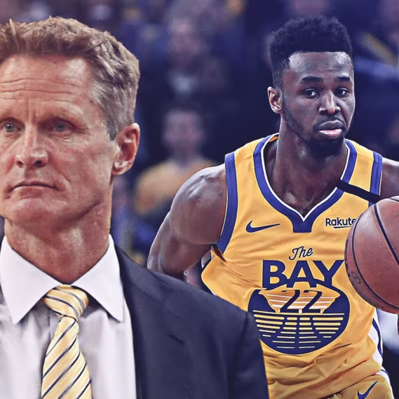 Steve Kerr y Andrew Wiggins, entrenador y jugador de Golden State Warriors.