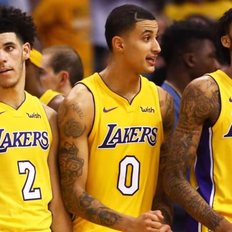 Lonzo Ball, Kyle Kuzma y Brandon Ingram, estrellas de los Lakers.