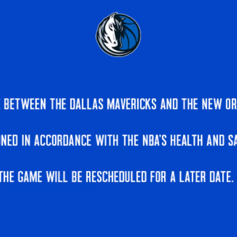 Anuncio de la cancelación del Mavs-Heat por parte de Dallas Mavericks.