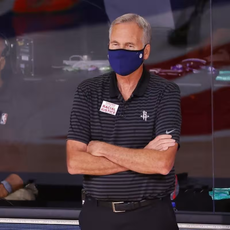 Mike D'Antoni en un partido con los Houston Rockets en la burbuja.