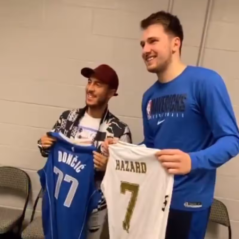 El momentazo entre Luka Doncic, Eden Hazard y Boban Marjanovic