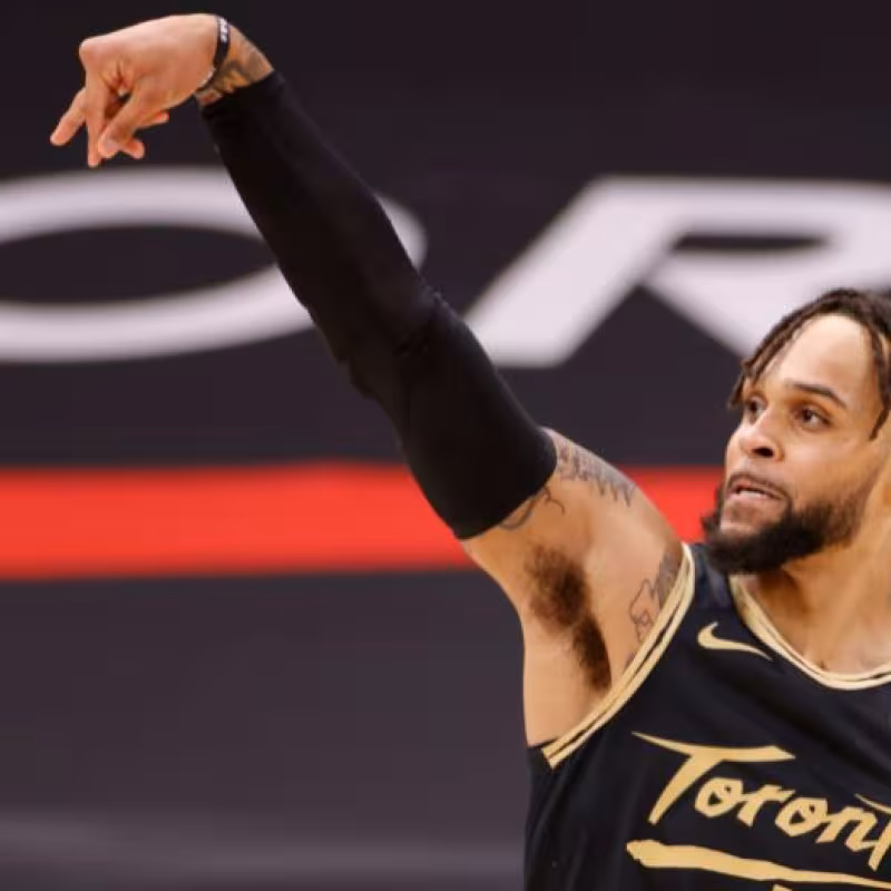 Gary Trent Jr. realiza un lanzamiento con los Raptors "Foto: NBA.com"