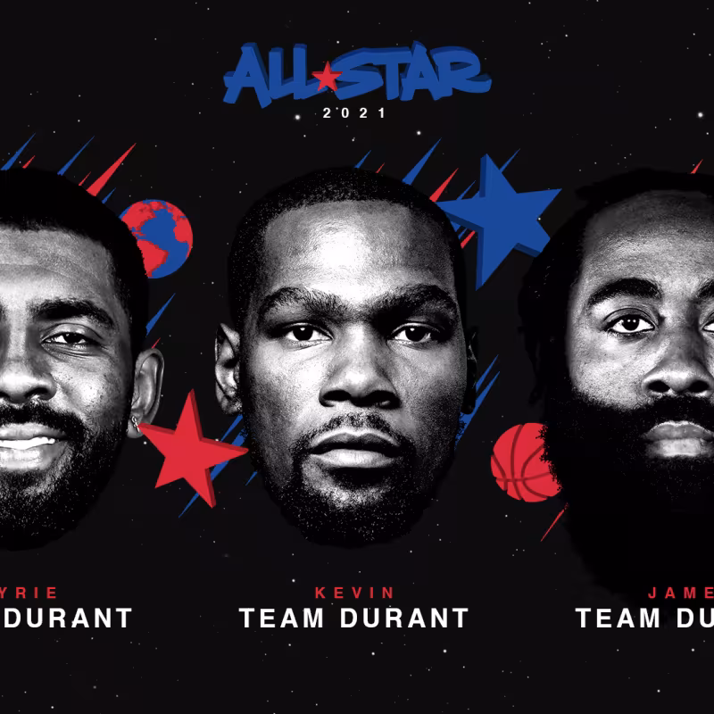 Kyrie Irving, Kevin Durant y James Harden, el Big Three de los Nets.