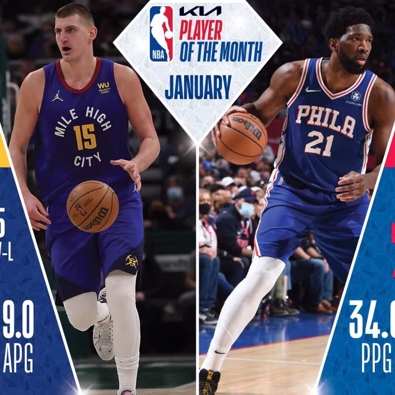 Nikola Jokic y Joel Embiid, elegidos jugadores del mes de enero en la NBA
