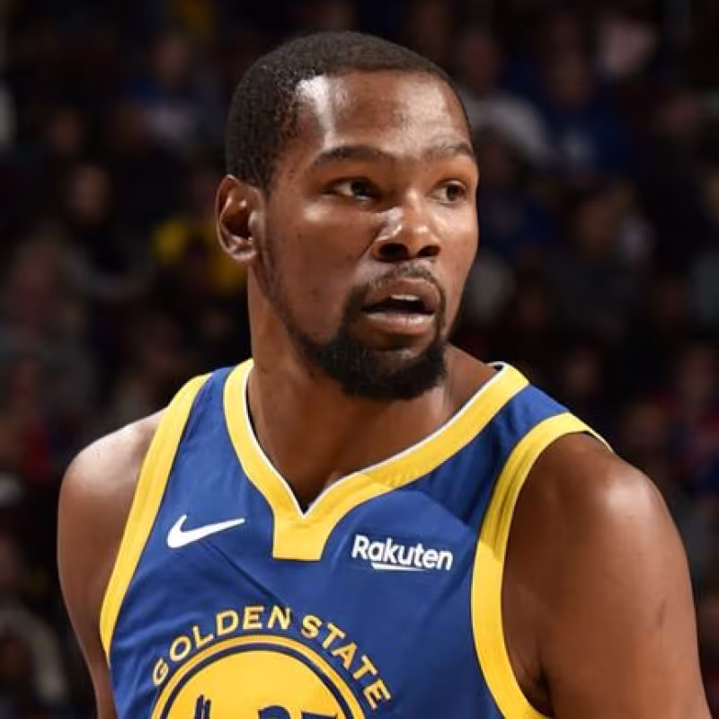 Kevin Durant, con la camiseta de los Warriors.