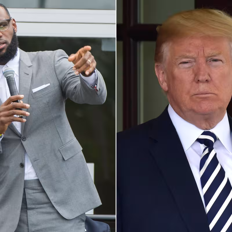 Fotomontaje de LeBron James y Donald Trump.