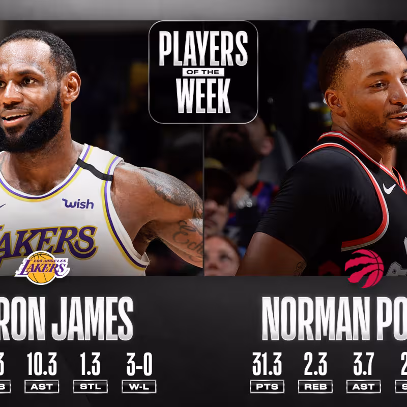 LeBron James y Norman Powell, jugadores de la semana