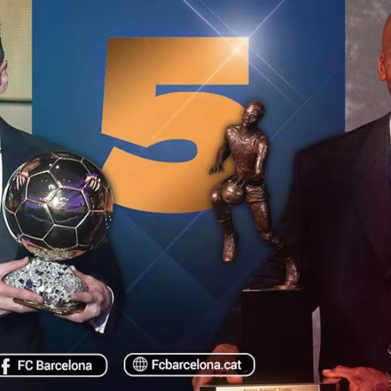Foto editada de Leo Messi y Michael Jordan con sus trofeos de mejor jugador.