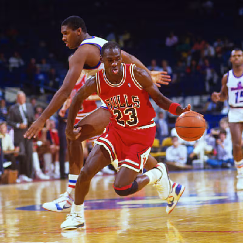 Michael Jordan, en un partido ante los Bullets.