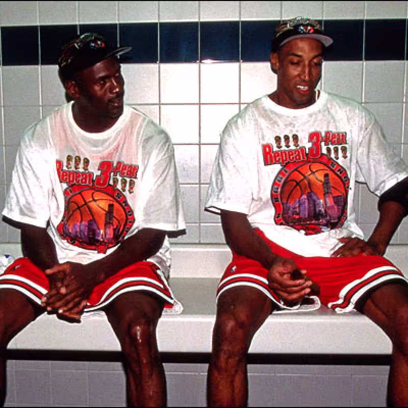 Michael Jordan y Scottie Pippen en los Chicago Bulls.