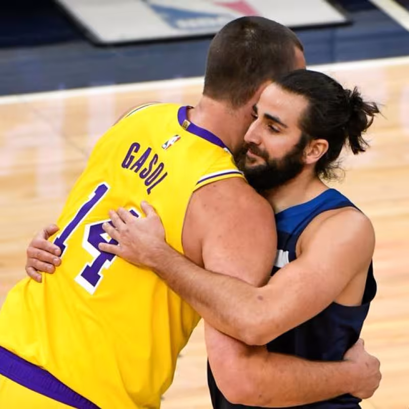 Ricky Rubio y Marc Gasol, en un Lakers-Wolves de la pasada temporada.