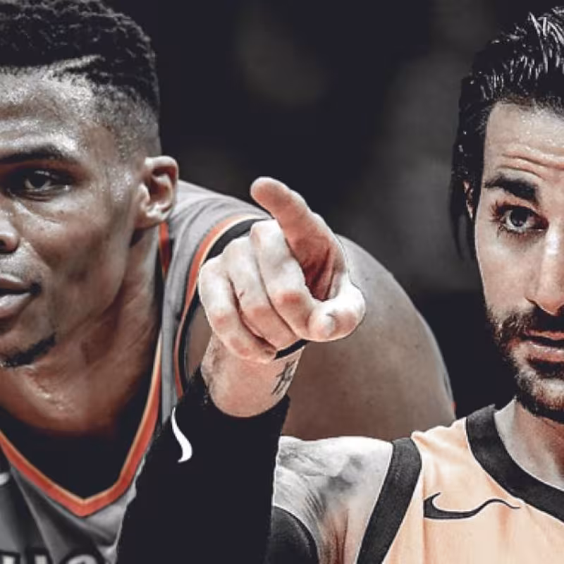 Russell Westbrook junto a Ricky Rubio "Foto: HoopsHype"
