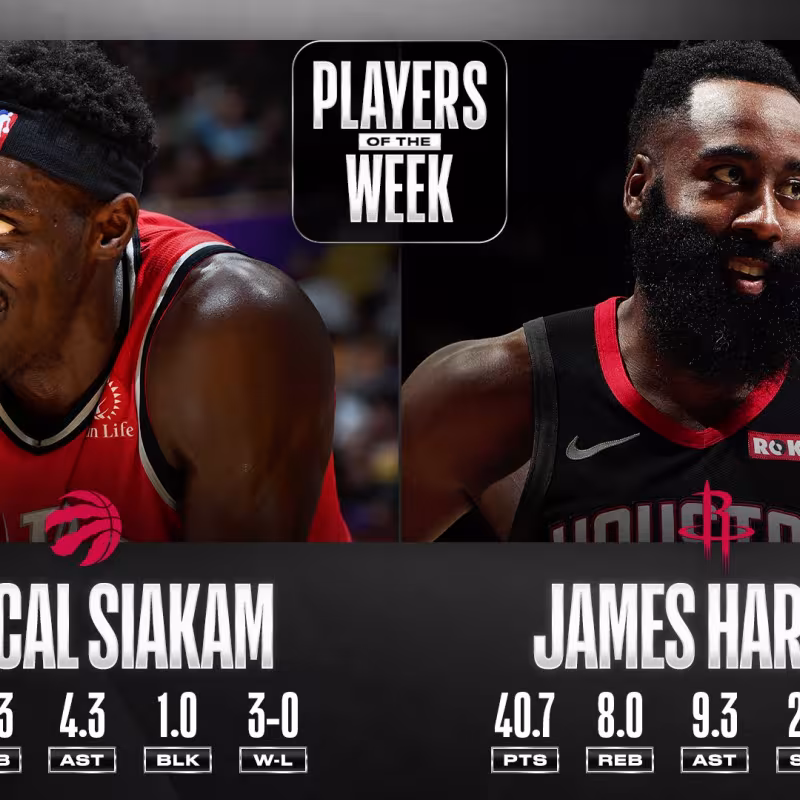 James Harden y Pascal Siakam, jugadores de la semana