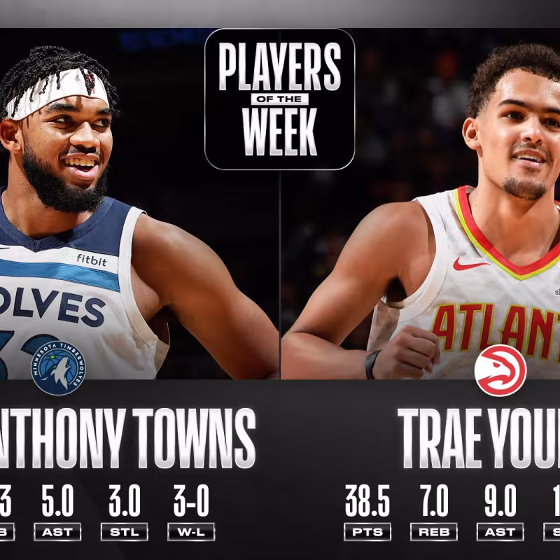 Trae Young y Karl-Anthony Towns, jugadores de la semana