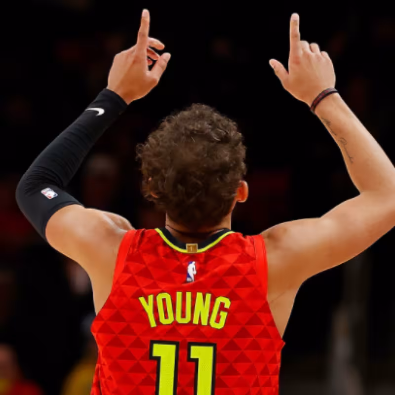 Trae Young celebra una canasta con Atlanta Hawks "Foto: Fansided"