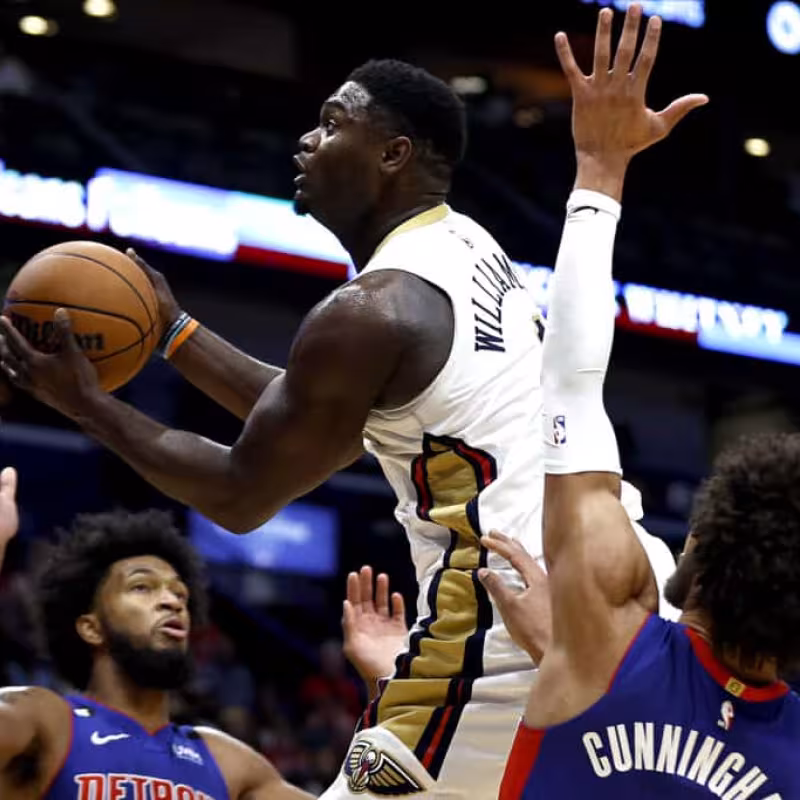 Zion Williamson, en un partido contra los Detroit Pistons