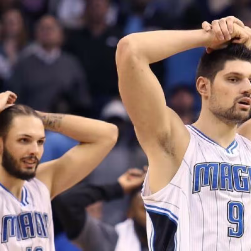 Evan Fournier y Nikola Vucevic, compañeros en los Orlando Magic entre 2014 y 2020