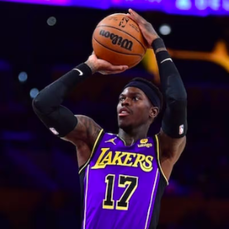 Dennis Schroder, con la camiseta de Los Angeles Lakers. 