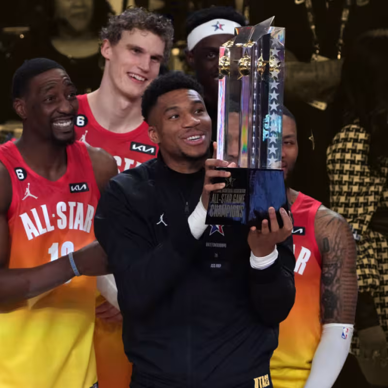 DeMar DeRozan, Bam Adebayo, Lauri Markkanen, Giannis Antetokounmpo, Damian Lillard y Jayson Tatum