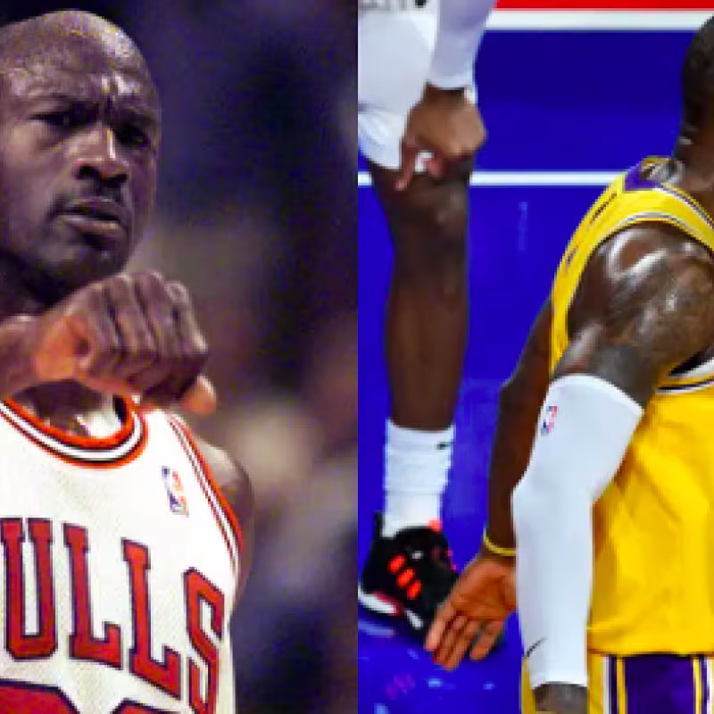 LeBron James, Austin Reaves y Michael Jordan. 