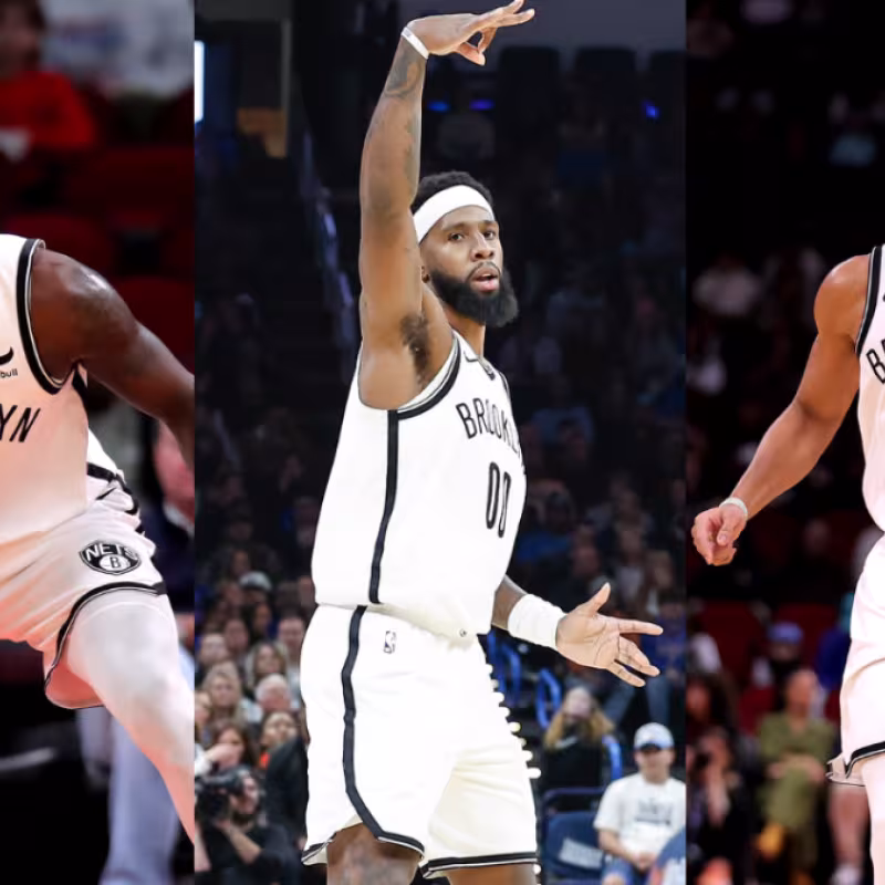 Dorian Finney-Smith, Royce O'Neale y Spencer Dinwiddie