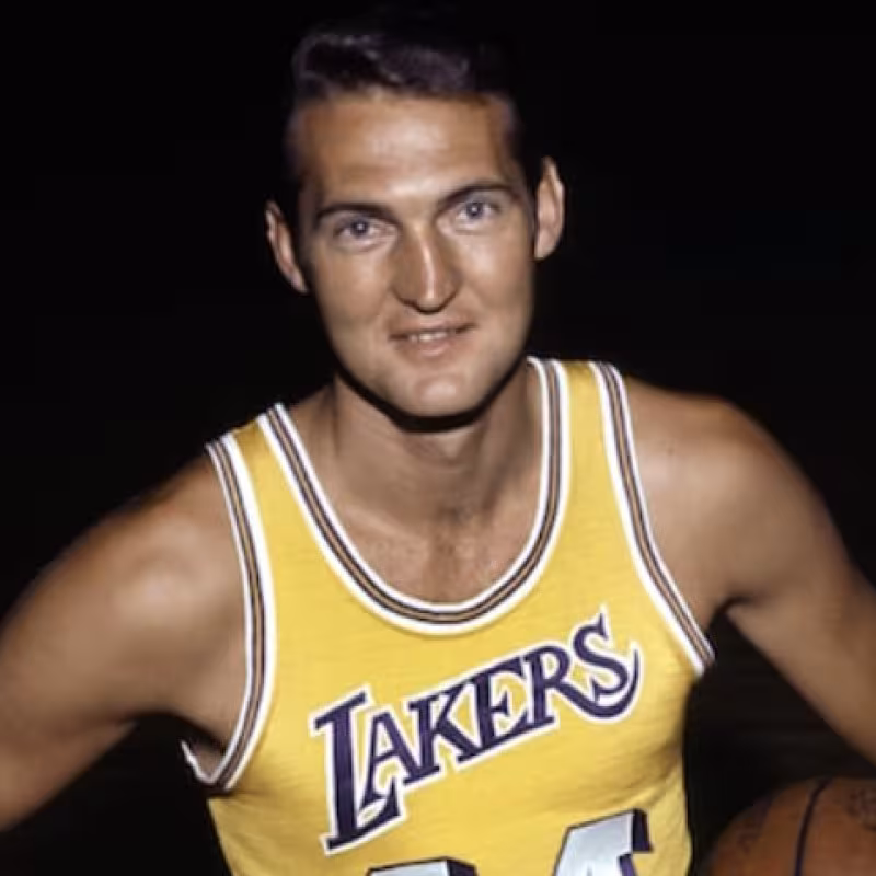 Jerry West, cuando jugaba en Los Angeles Lakers.