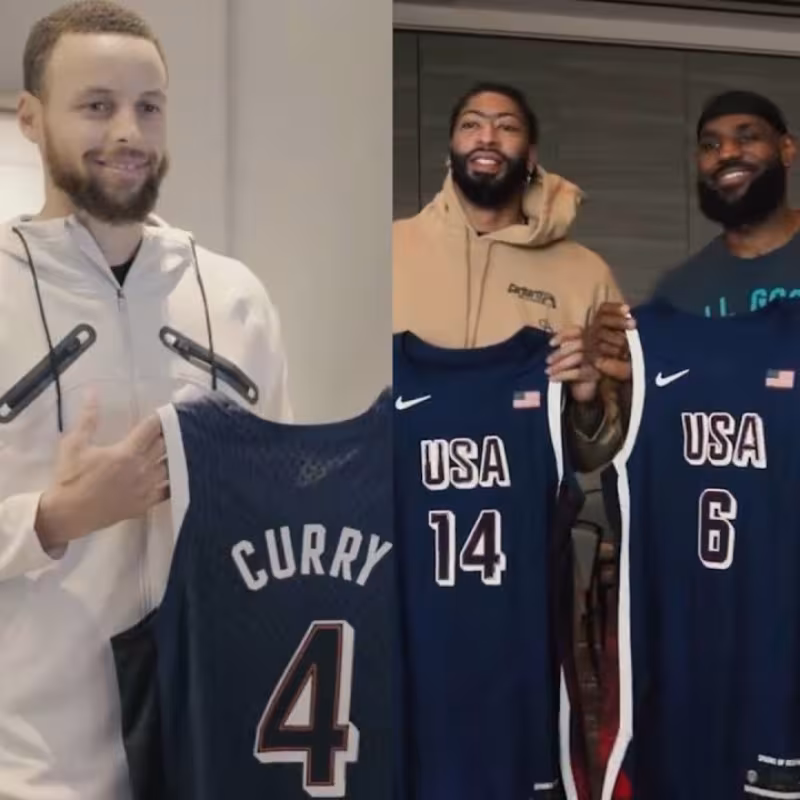 Kawhi Leonard, Stephen Curry, Anthony Davis, LeBron James y Joel Embiid, Team USA Juegos Olímpicos París 2024