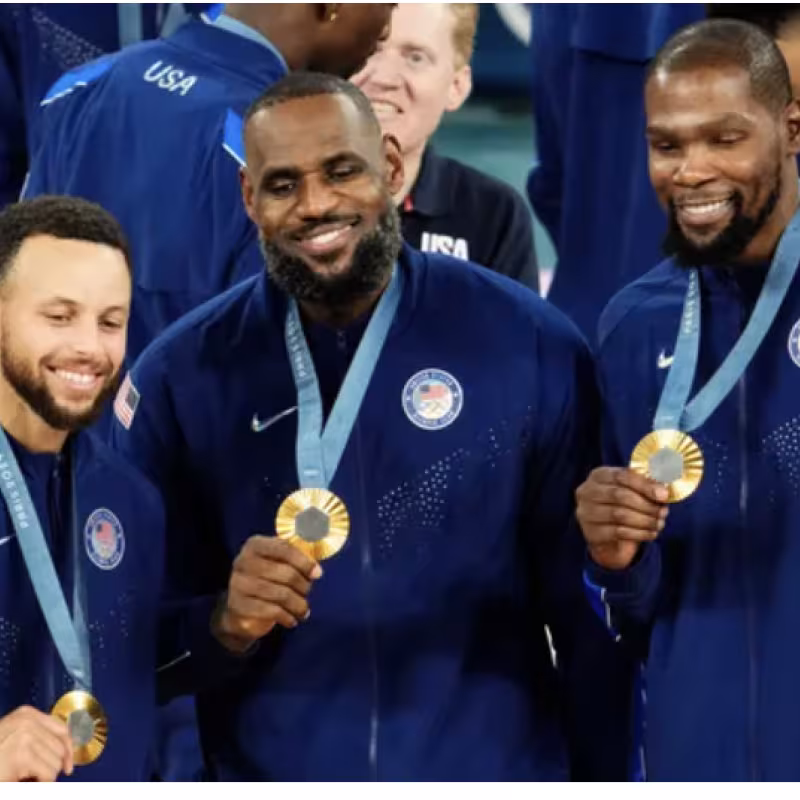 LeBron, Curry, and Durant, stars of Team USA.