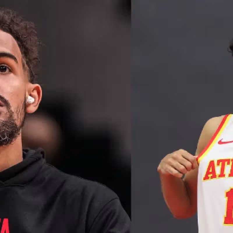Trae Young y Zaccharie Risacher, estrellas de Atlanta Hawks. 
