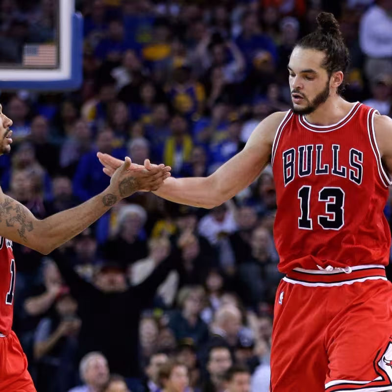 Derrick Rose and Joakim Noah with the Chicago Bulls