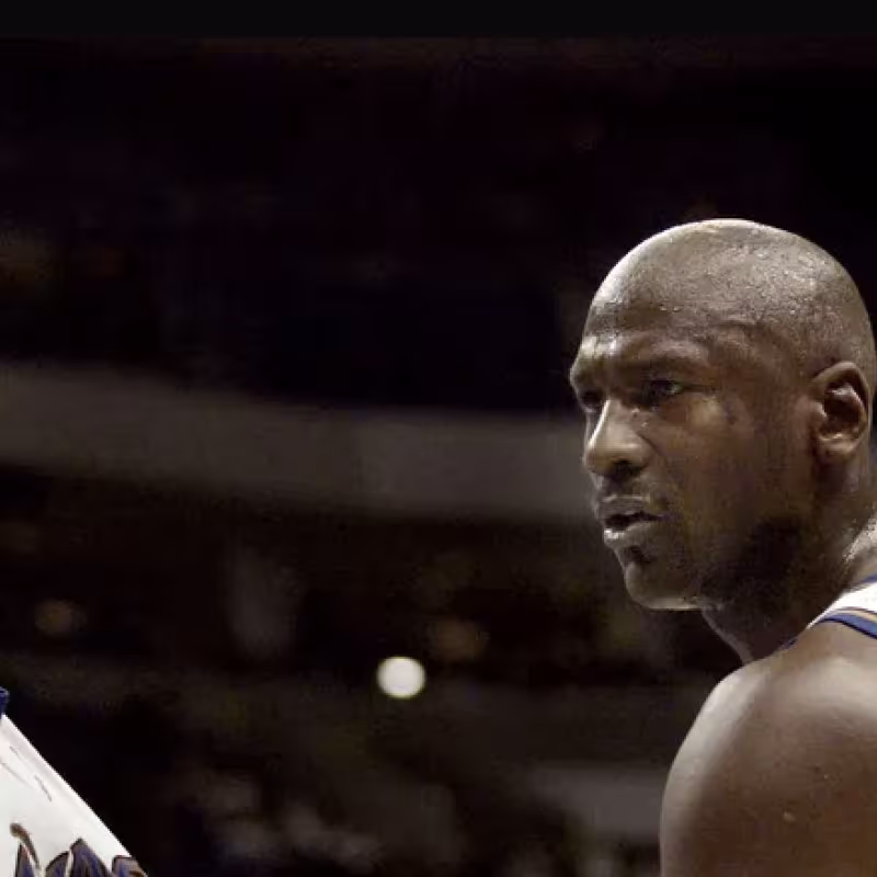 Kwame Brown and Michael Jordan on the Wizards.