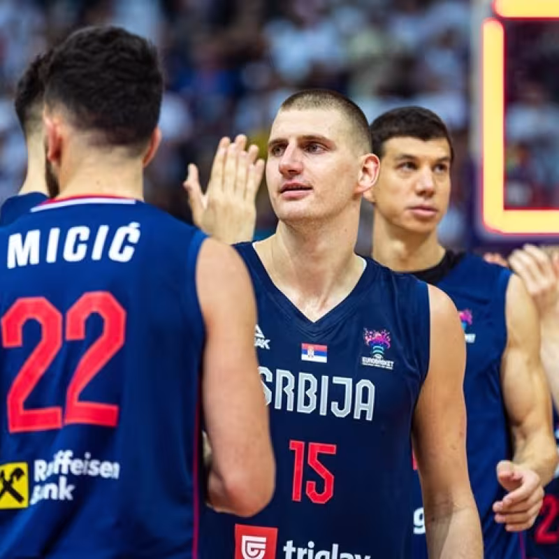 Vasilije Micic and Nikola Jokic with the Serbian national team.