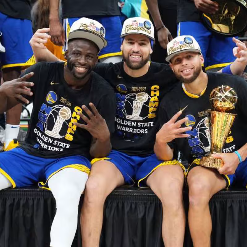 Draymond Green, Klay Thompson, and Stephen Curry