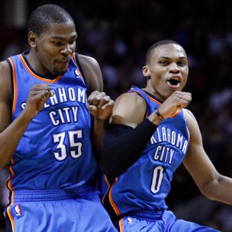 Kevin Durant and Russell Westbrook, legends of the Oklahoma City Thunder.