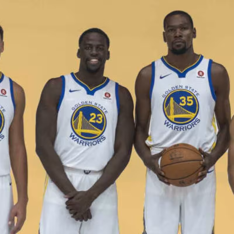 Klay Thompson, Draymond Green, Kevin Durant, and Stephen Curry