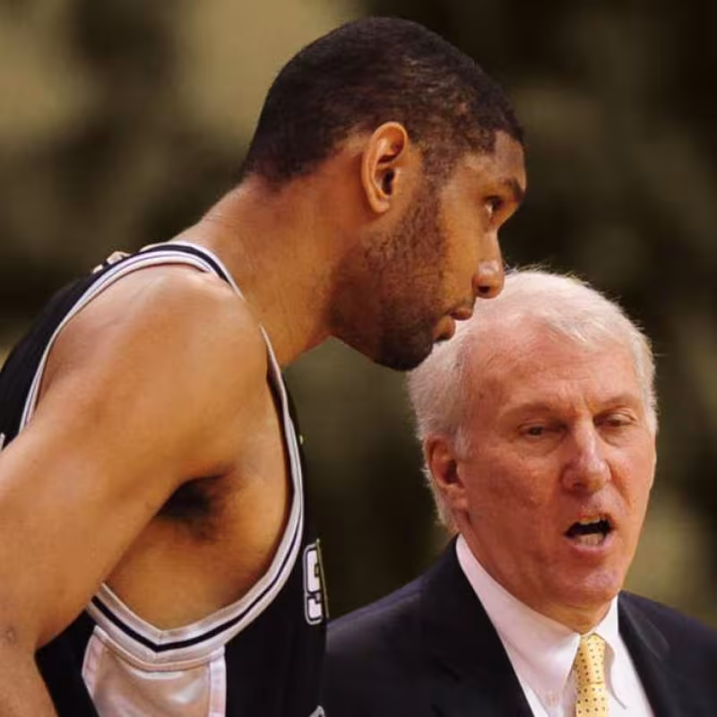 Tim Duncan and Gregg Popovich