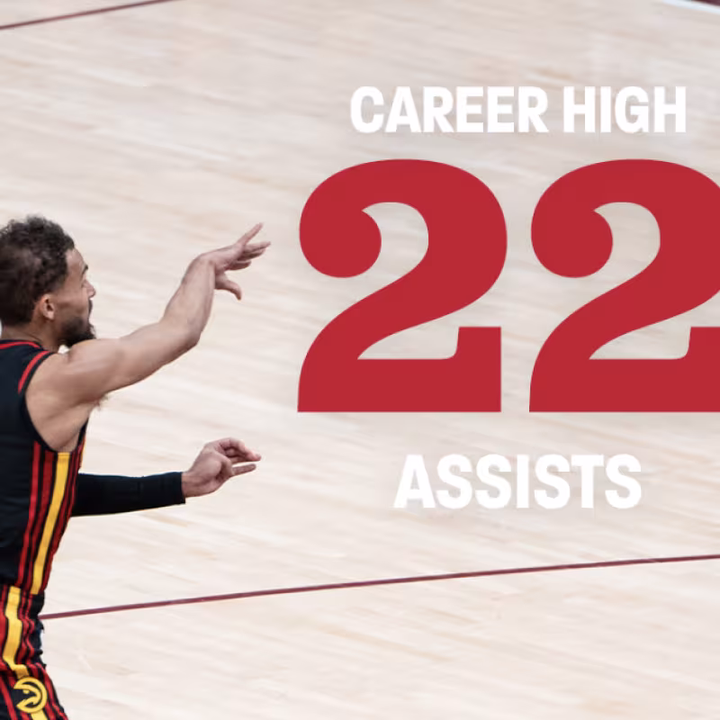 Trae Young recorded 22 assists against the Cleveland Cavaliers.