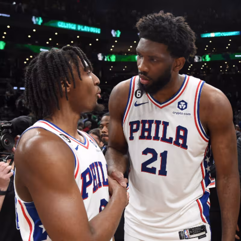 Tyrese Maxey and Joel Embiid