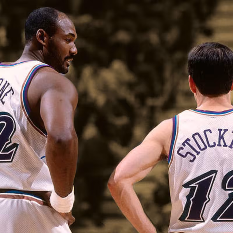 Karl Malone y John Stockton, una de las parejas más icónicas de la historia de la NBA y dos de los mejores jugadores sin anillo