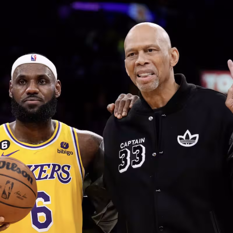LeBron James, alongside Kareem Abdul-Jabbar.