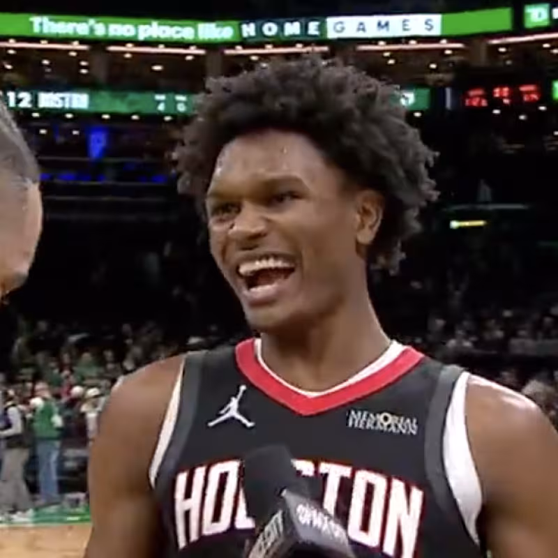 Amen Thompson, key player in Rockets' victory over the Celtics.