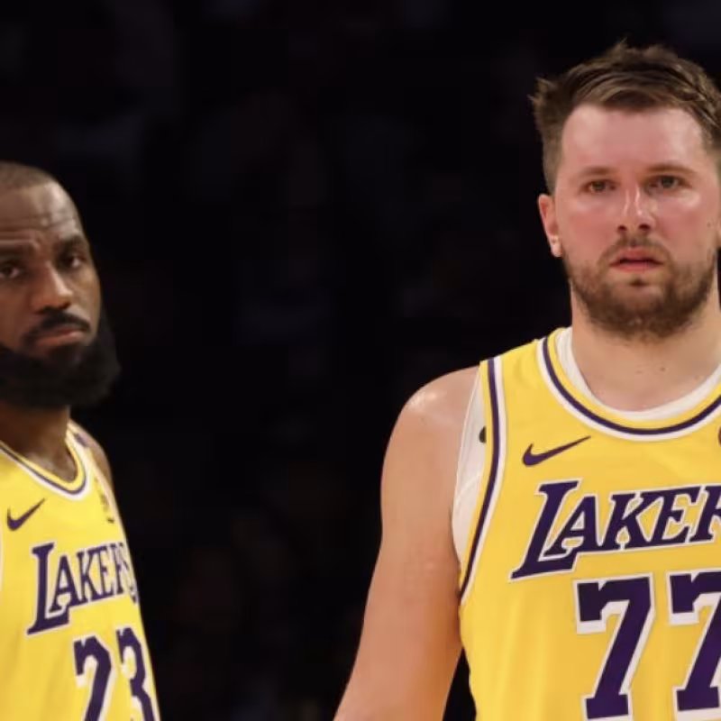 LeBron James and Luka Doncic, stars of the Los Angeles Lakers.