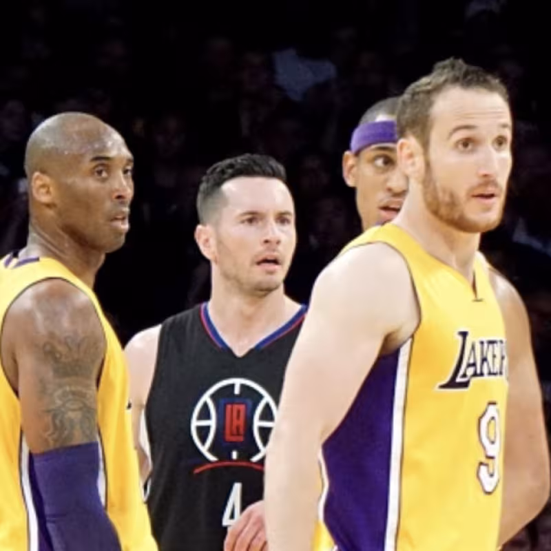 Marcelinho Huertas, junto a Kobe Bryant en Los Angeles Lakers. 