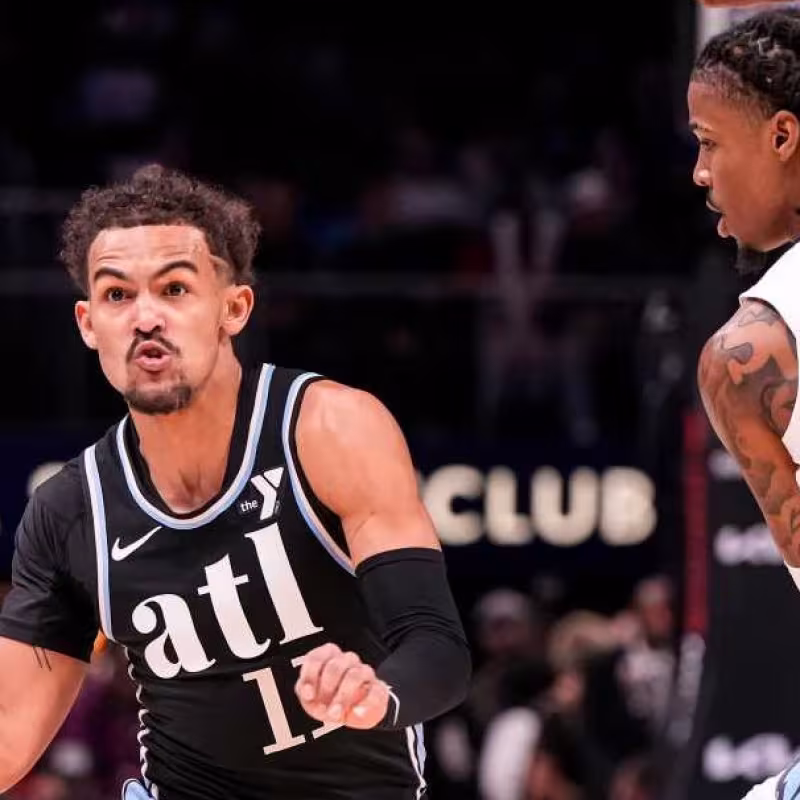 Trae Young defended by Ja Morant